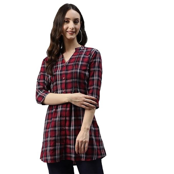 One femme Women’s Plaid Check Print Tunic