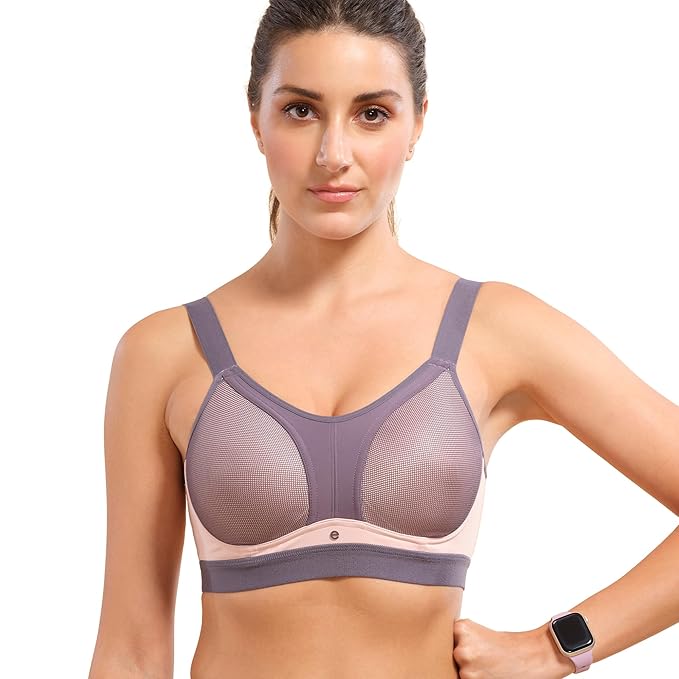 Enamor Women’s Sports Workout Bra – Padded, Non-Wired, Full Coverage, Y-Panel Provides Vertical Bounce Control, and No-Spill, No-Jiggle